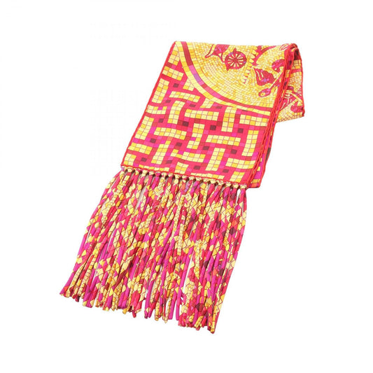 Hermes Scarf Fringe Mosaique AU 24 Pattern Silk Twist