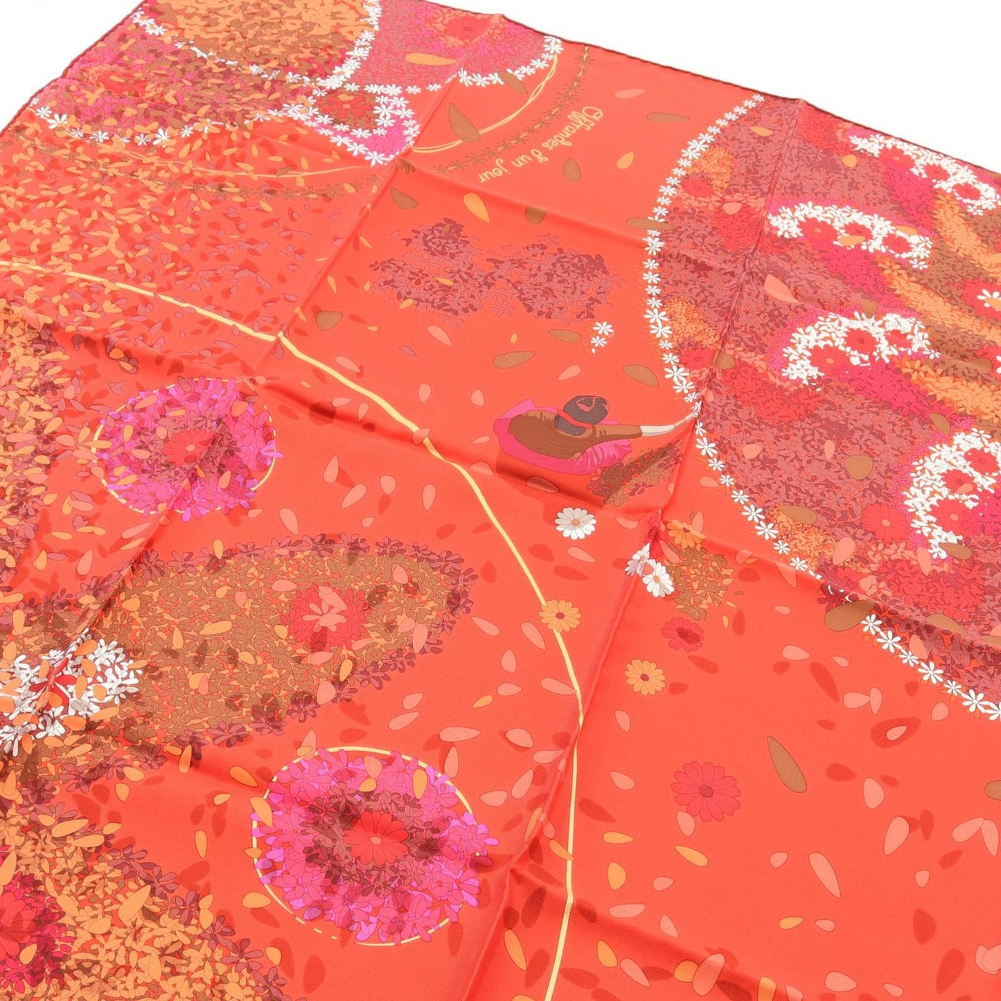 Hermes Scarf Carre 90 Offrandes D'un Jour Red Silk — view 4