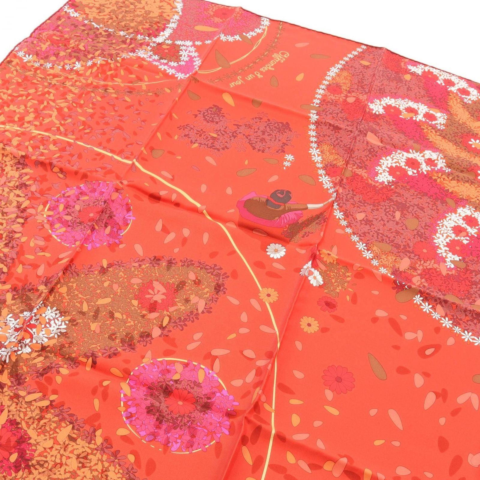 Hermes Scarf Carre 90 Offrandes D'un Jour Red Silk — view 4