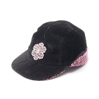 Chanel Cap CC Logo Tweed Corduroy Cap Hat