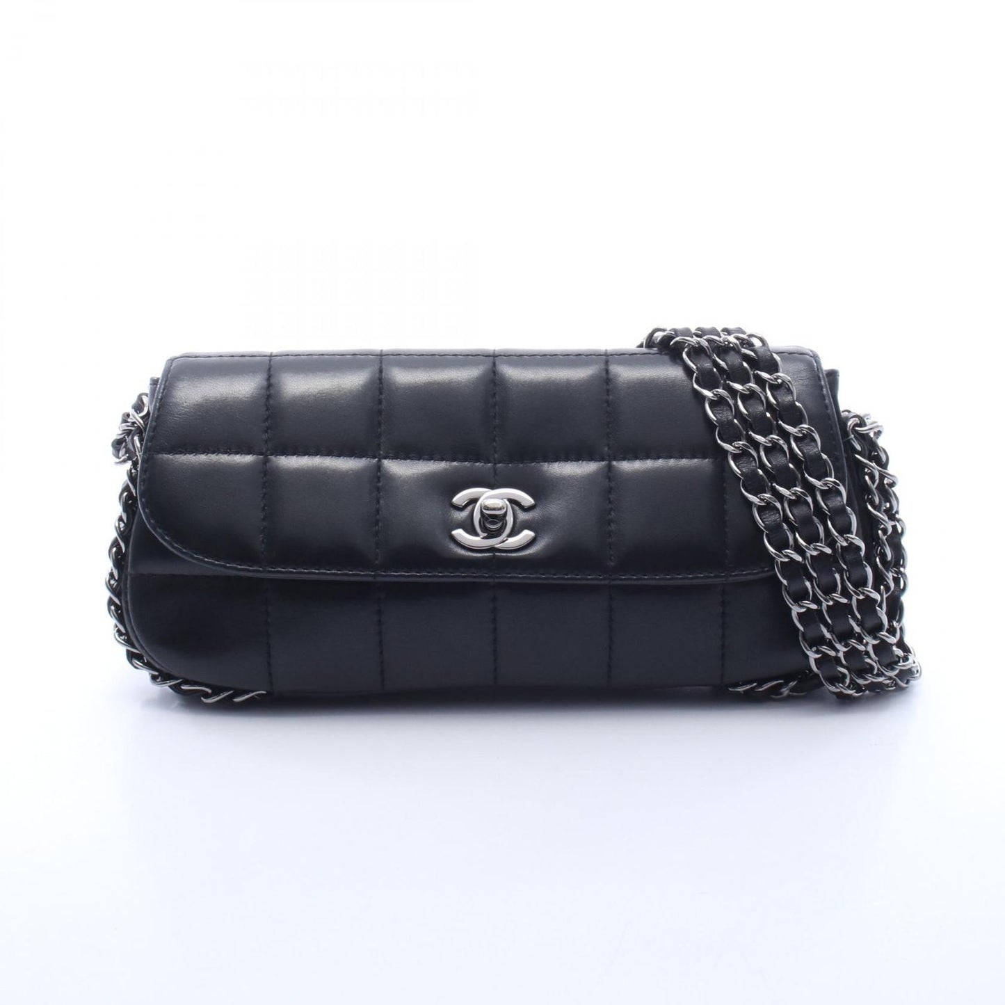 Chanel Shoulder Bag Choco Bar Black Lambskin Chain