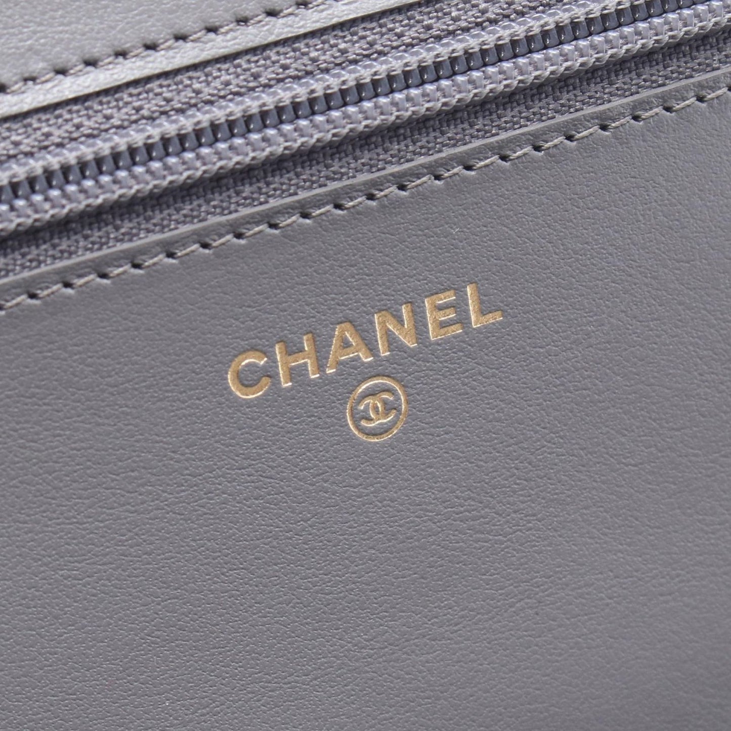 Chanel Shoulder Bag Quilted Gray Caviar Leather Chain Wallet — view 4