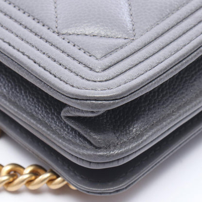 Chanel Shoulder Bag Quilted Gray Caviar Leather Chain Wallet — view 7
