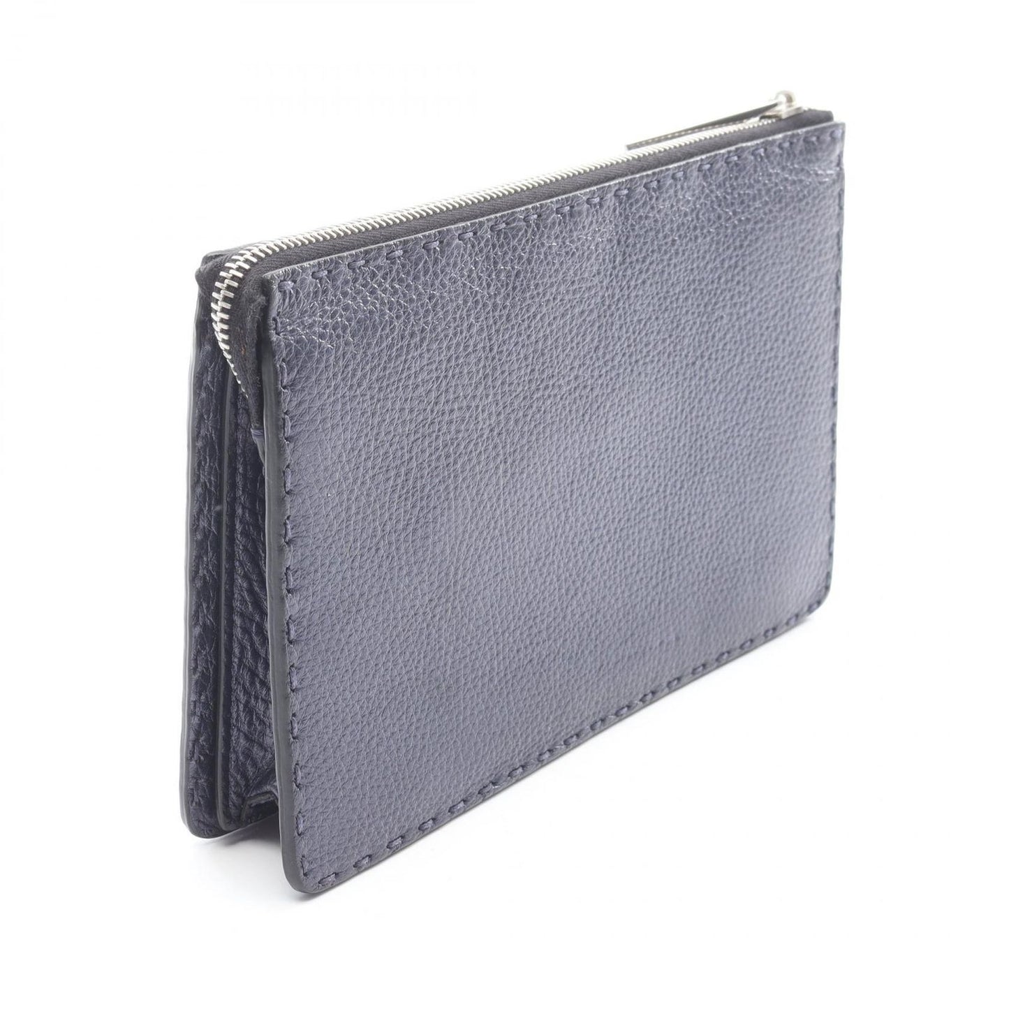 Fendi Clutch Bugs Monster Star Slim Metallic Navy Leather — view 2