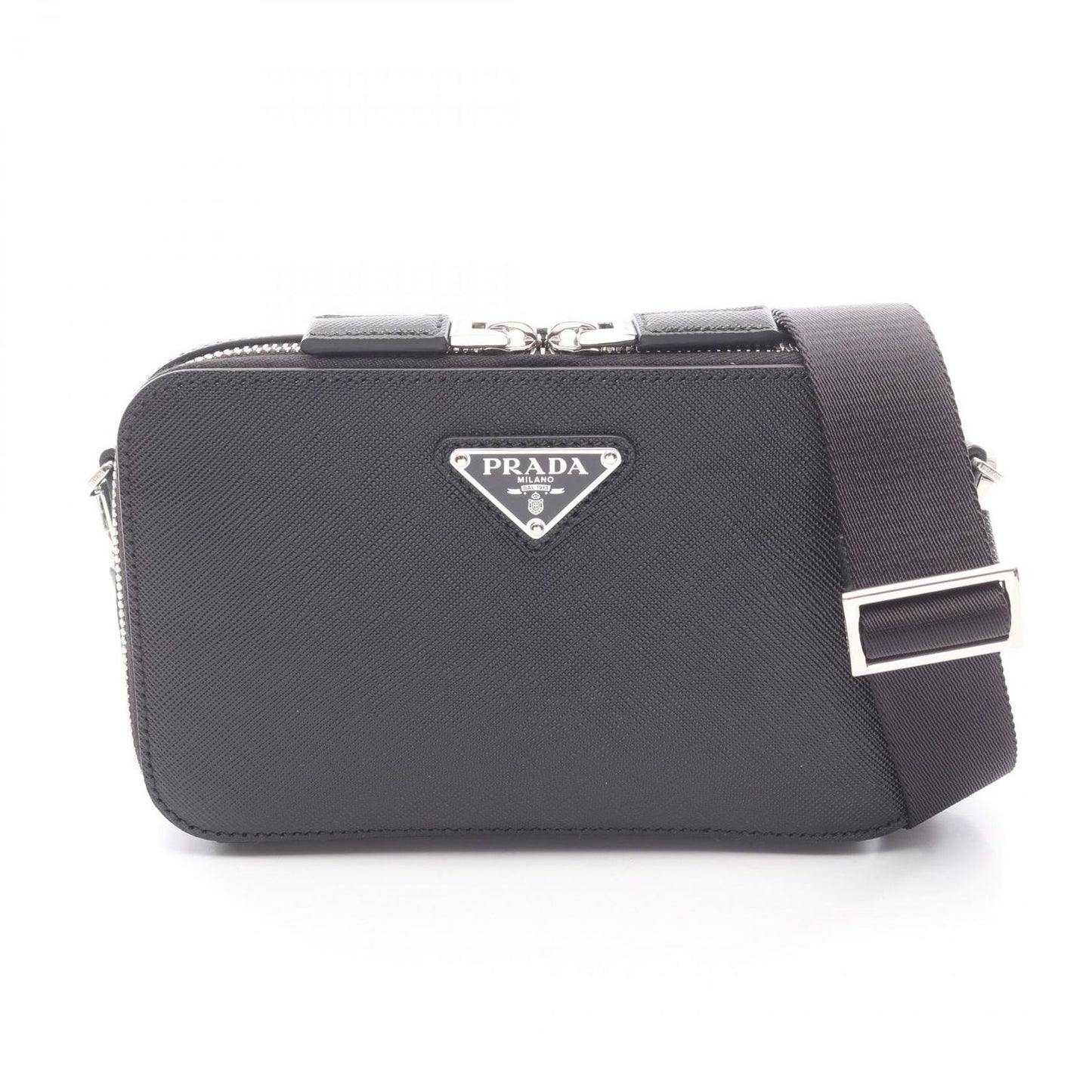 Prada Shoulder Bag Brique Brick Black Saffiano Leather