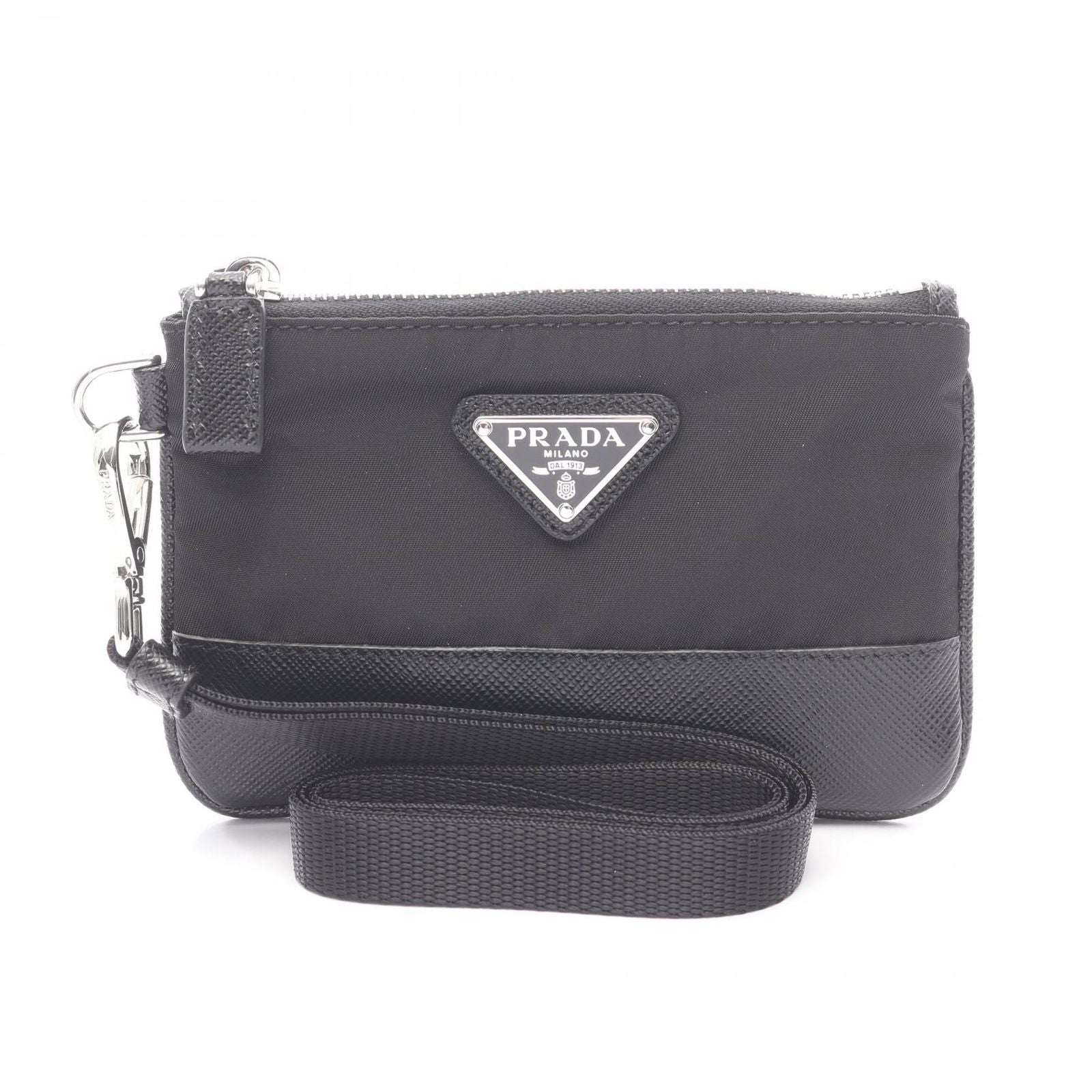 Prada Coin Case Tessuto Saffiano Black Nylon Leather Card