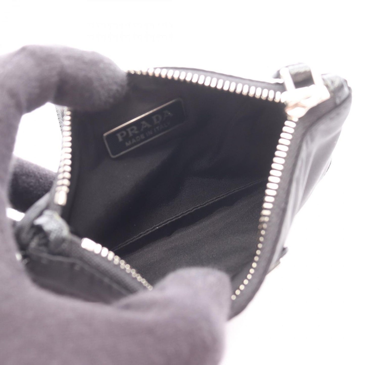 Prada Coin Case Tessuto Saffiano Black Nylon Leather Card — view 3