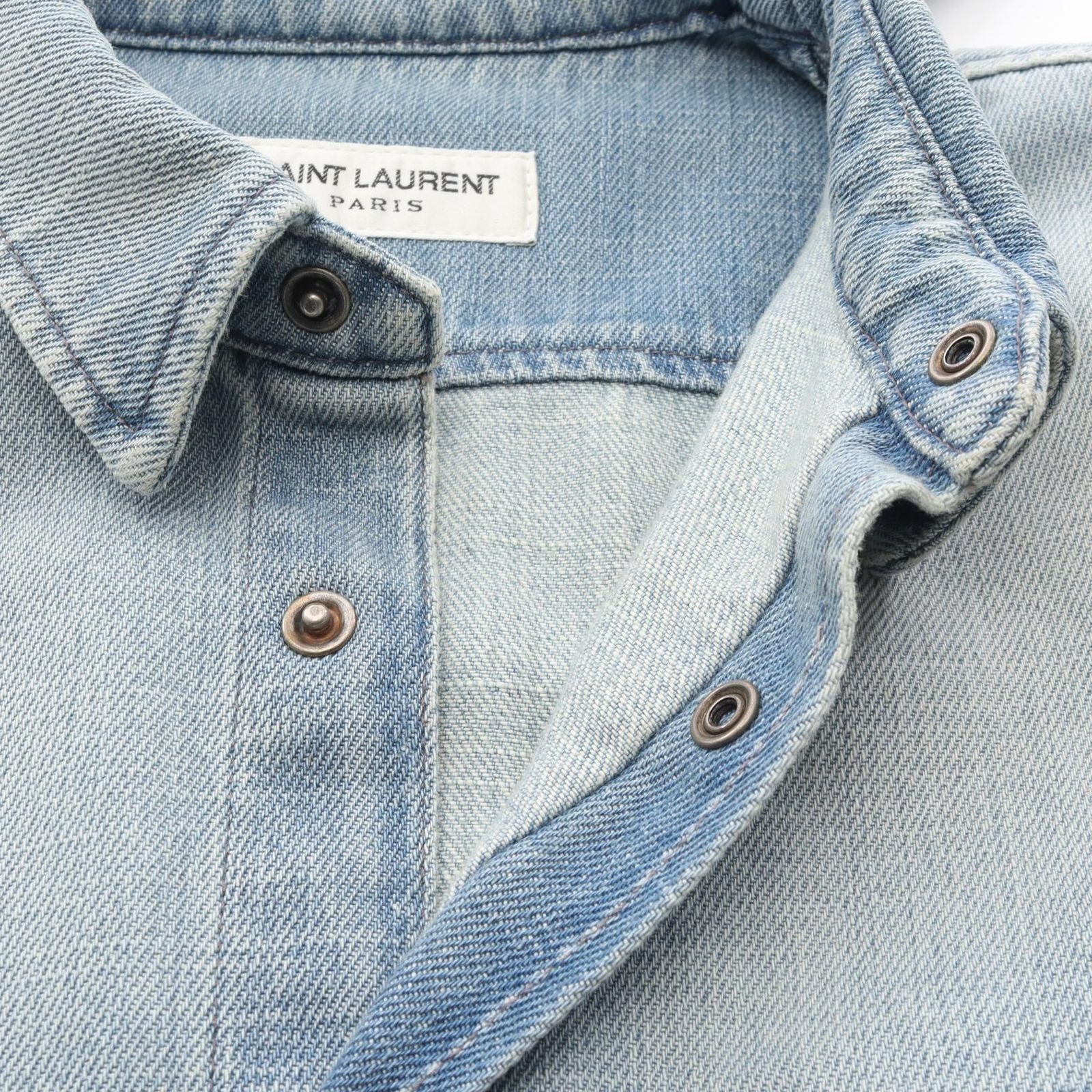 Saint Laurent Paris Light Japanese Lake Cotton Denim Shirt — view 6
