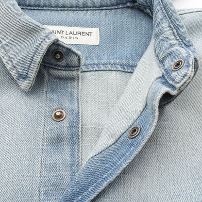 Saint Laurent Paris Light Japanese Lake Cotton Denim Shirt — view 6
