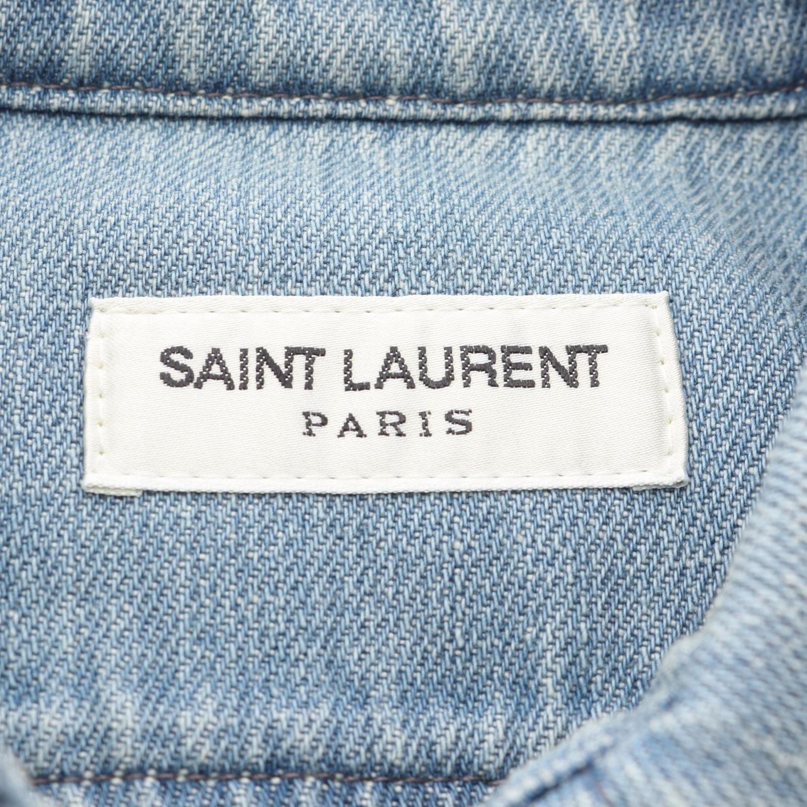 Saint Laurent Paris Light Japanese Lake Cotton Denim Shirt — view 3