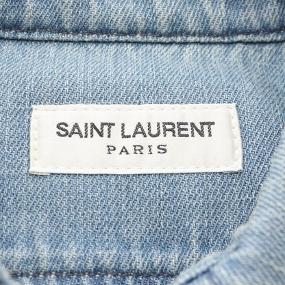 Saint Laurent Paris Light Japanese Lake Cotton Denim Shirt — view 3