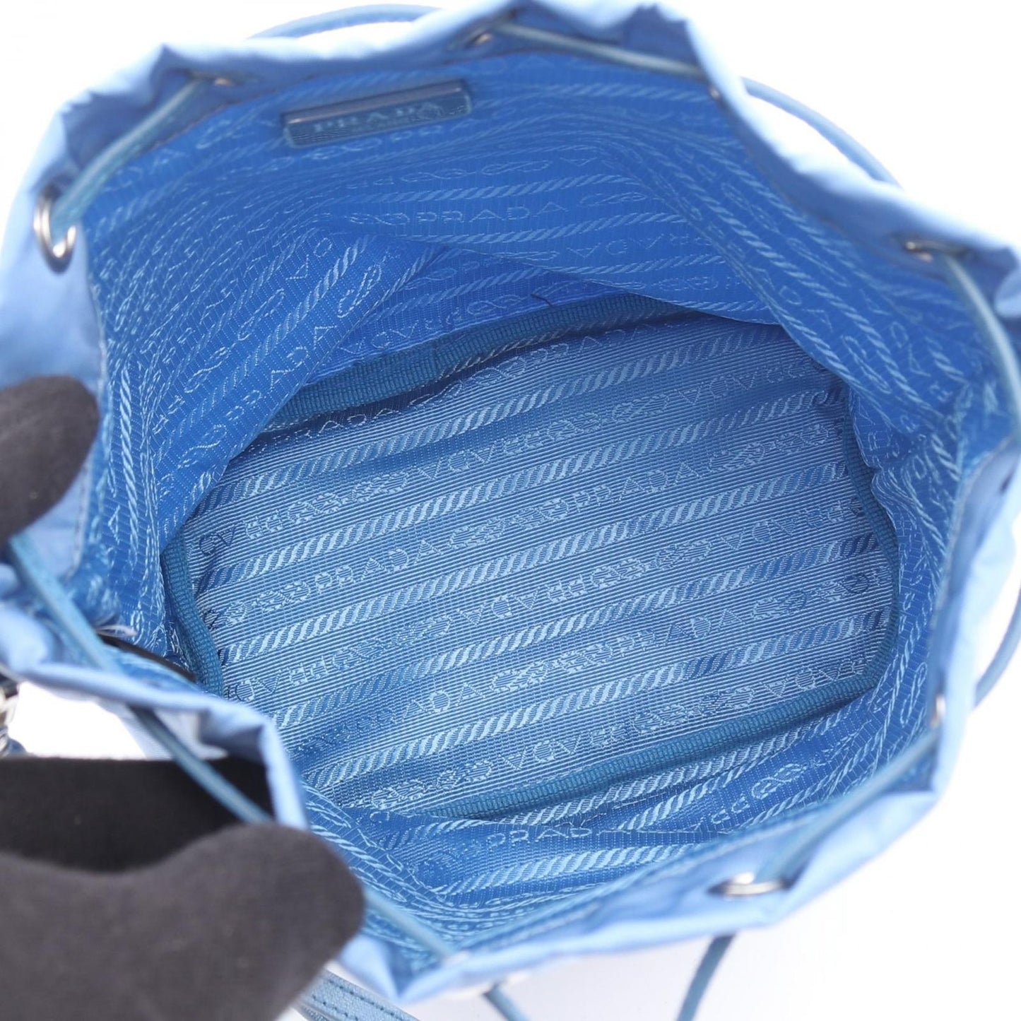 Prada Pouch Re-Nylon Vela Light Blue Nylon Saffiano Leather — view 3