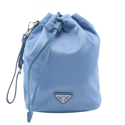 Prada Pouch Re-Nylon Vela Light Blue Nylon Saffiano Leather