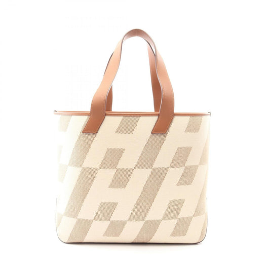 Hermes Tote Ambie GM Ecru Gold Canvas Leather Hmbier GM