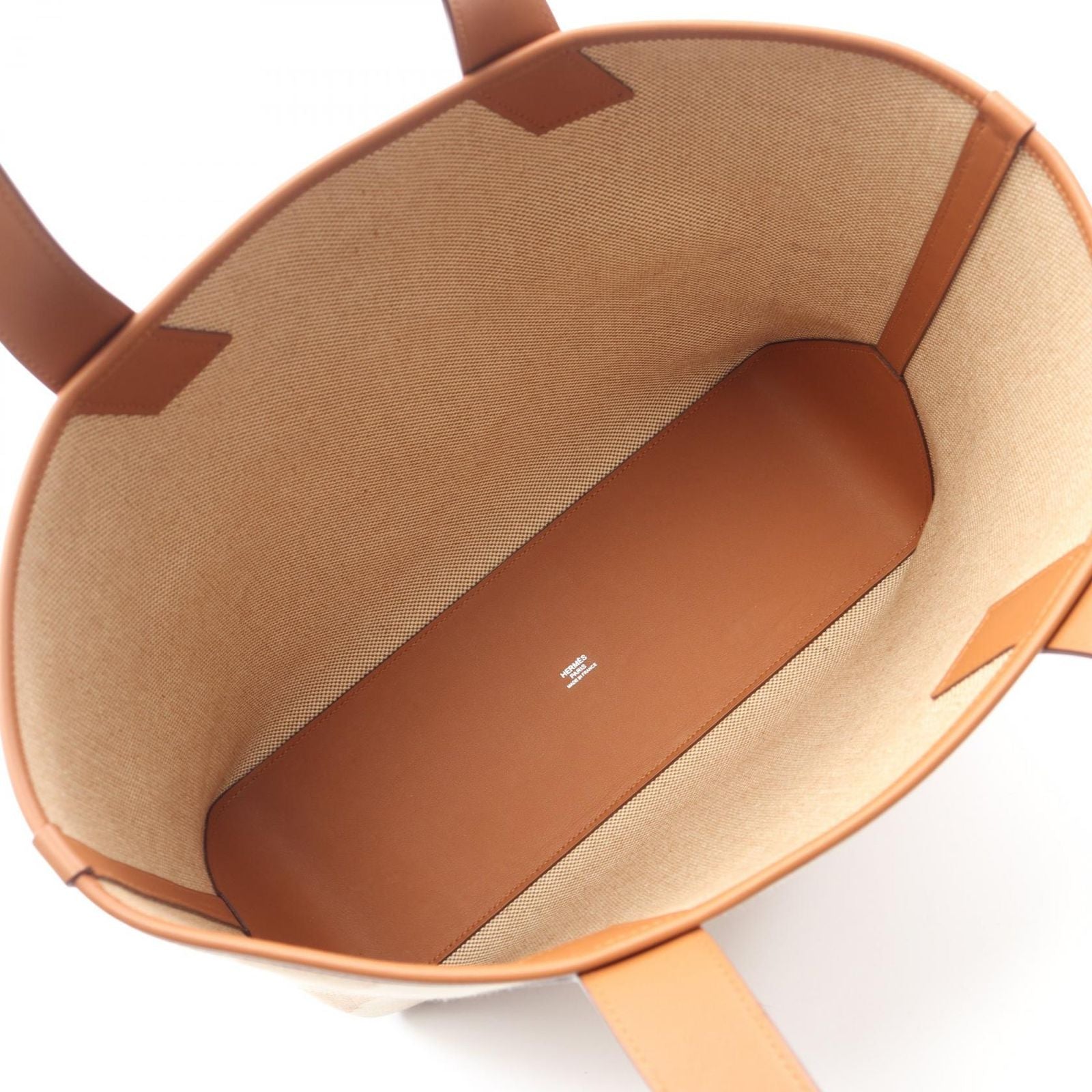 Hermes Tote Ambie GM Ecru Gold Canvas Leather Hmbier GM — view 3