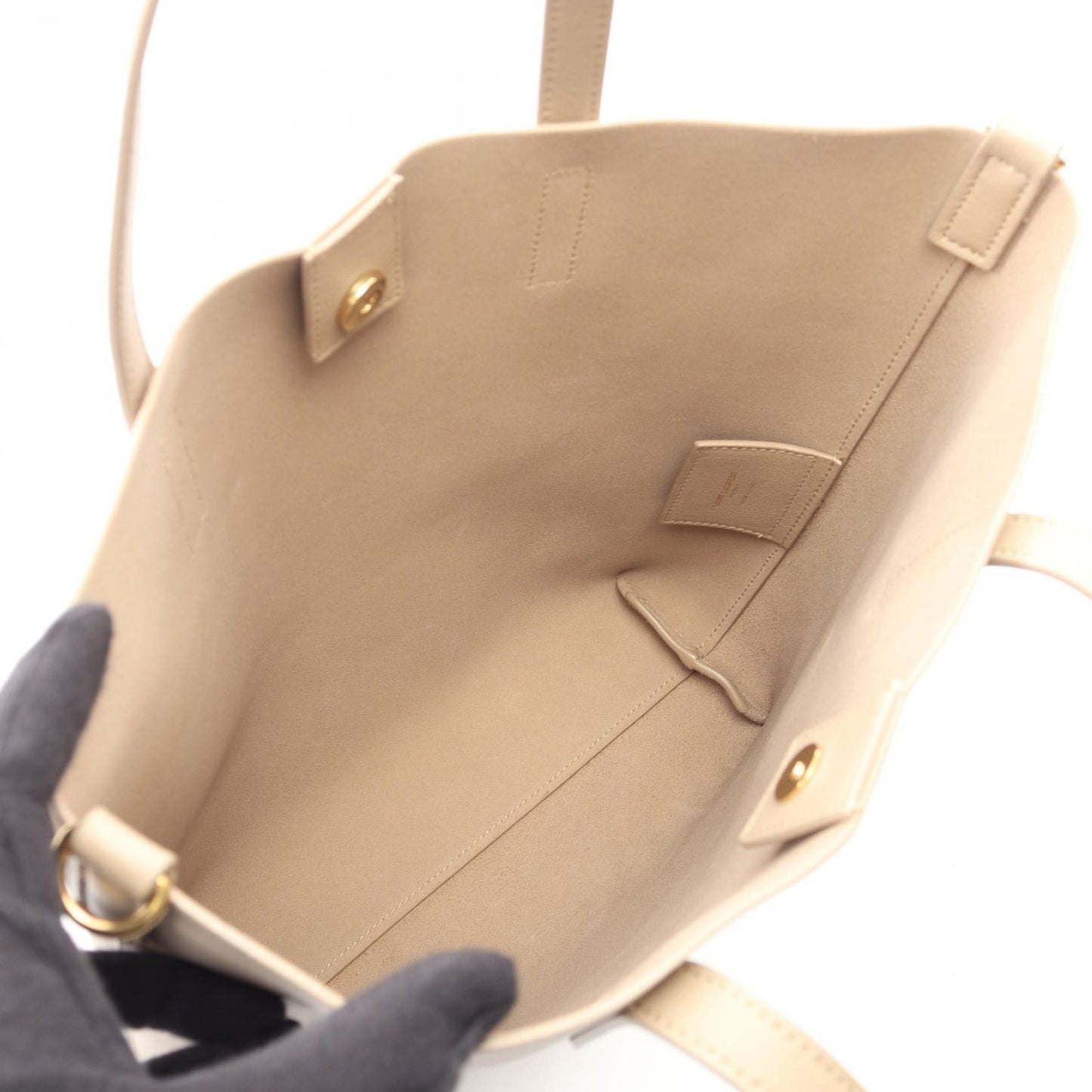 Saint Laurent Paris Handbag Shopping Toy 2-Way Light Beige Leather Toy Tote — view 3