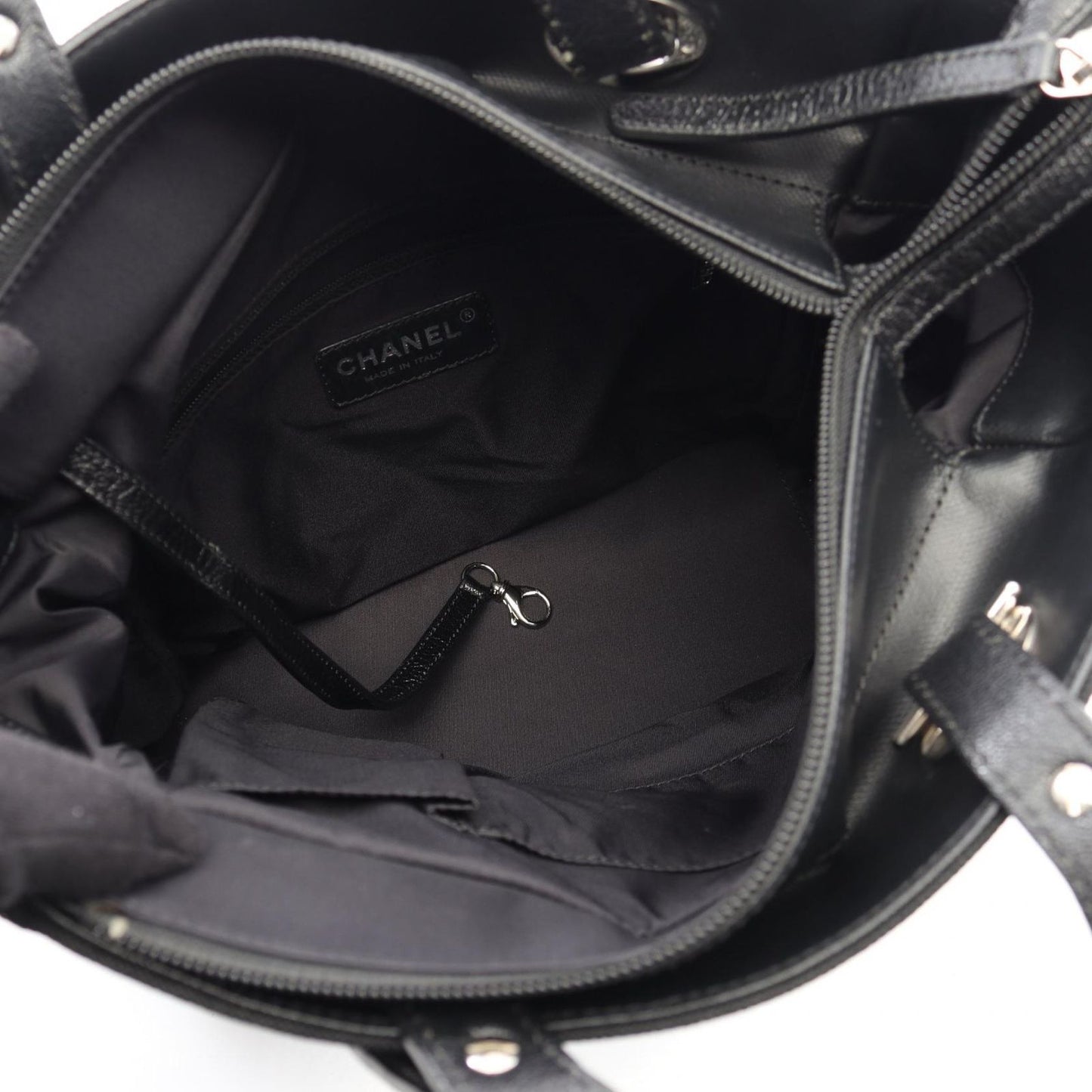 Chanel Tote Paris Biarritz PM Black Canvas Leather PM — view 3