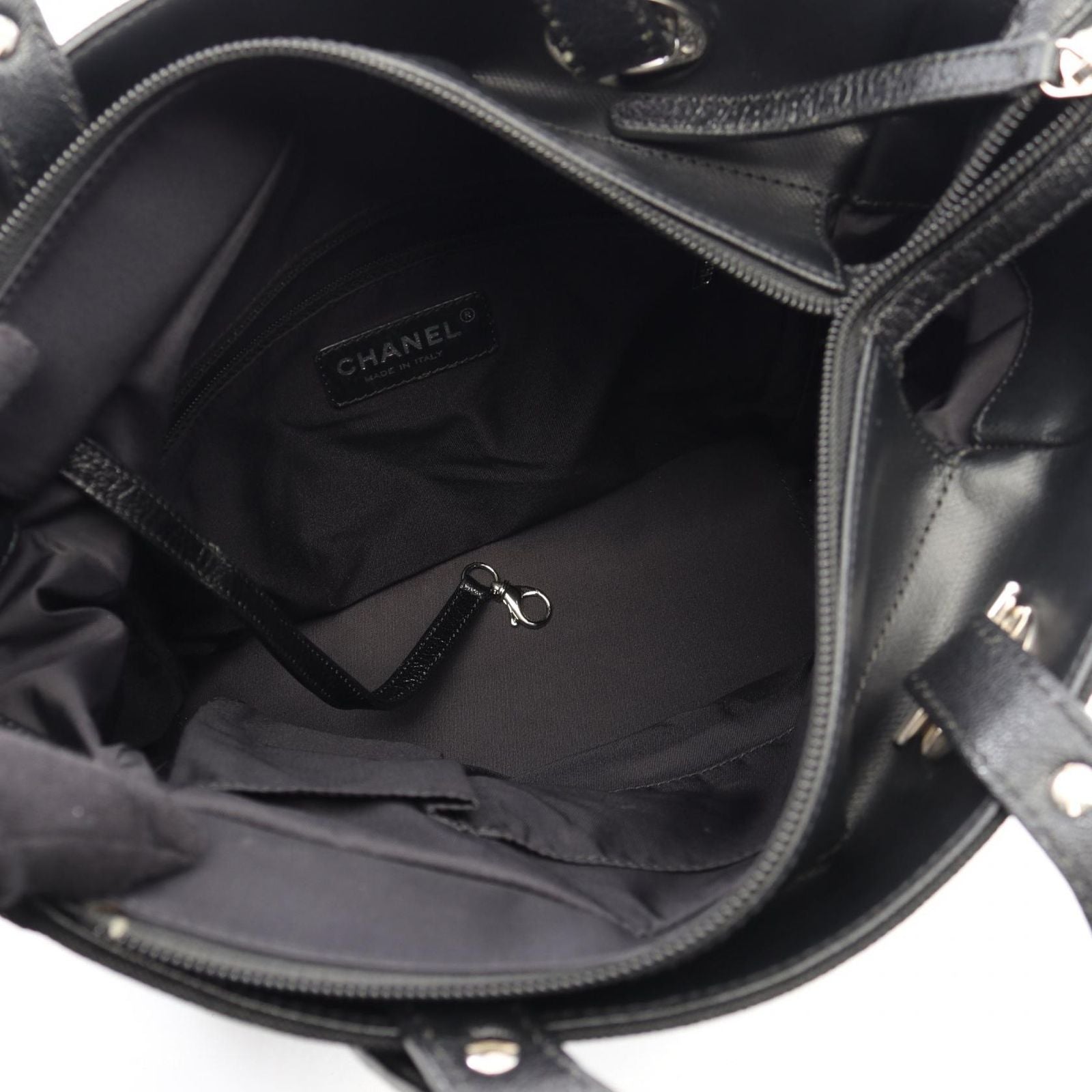 Chanel Tote Paris Biarritz PM Black Canvas Leather PM — view 3