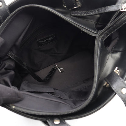 Chanel Tote Paris Biarritz PM Black Canvas Leather PM — view 3