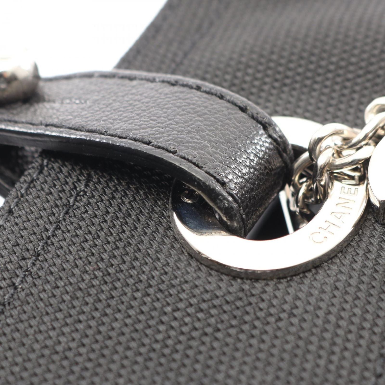 Chanel Tote Paris Biarritz PM Black Canvas Leather PM — view 8