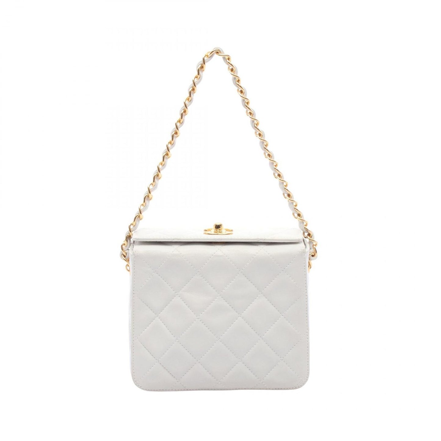 Chanel Handbag Quilted White Lambskin Chain Bag