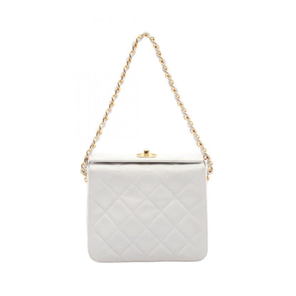 Chanel Handbag Quilted White Lambskin Chain Bag