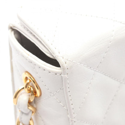 Chanel Handbag Quilted White Lambskin Chain Bag — view 7