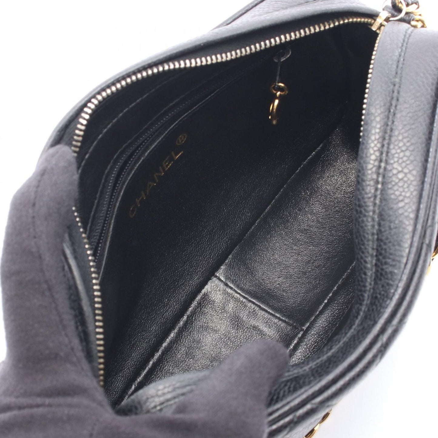 Chanel Shoulder Bag Quilted Cocobol Mini Black Caviar Leather Diamond Stitch — view 3