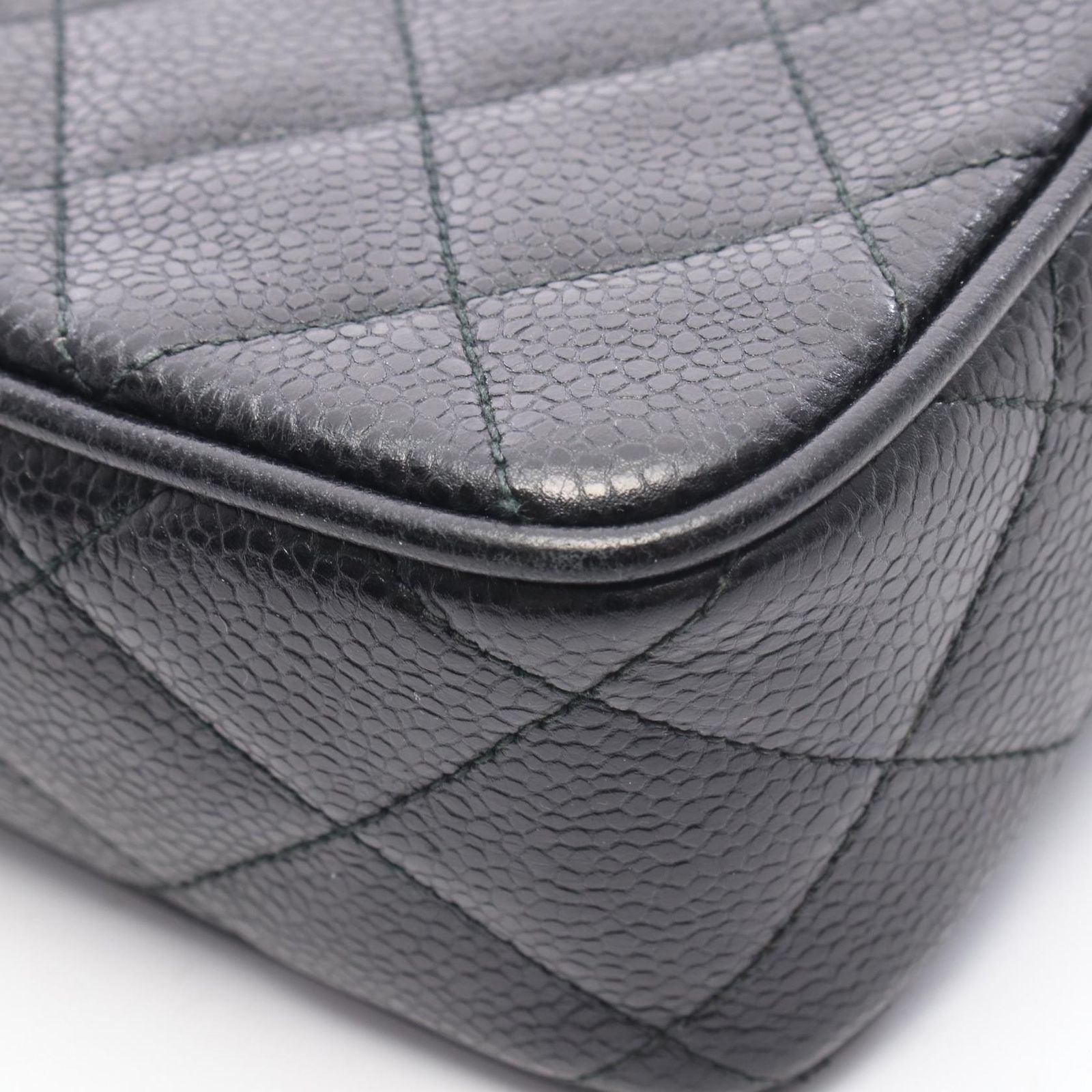 Chanel Shoulder Bag Quilted Cocobol Mini Black Caviar Leather Diamond Stitch — view 8