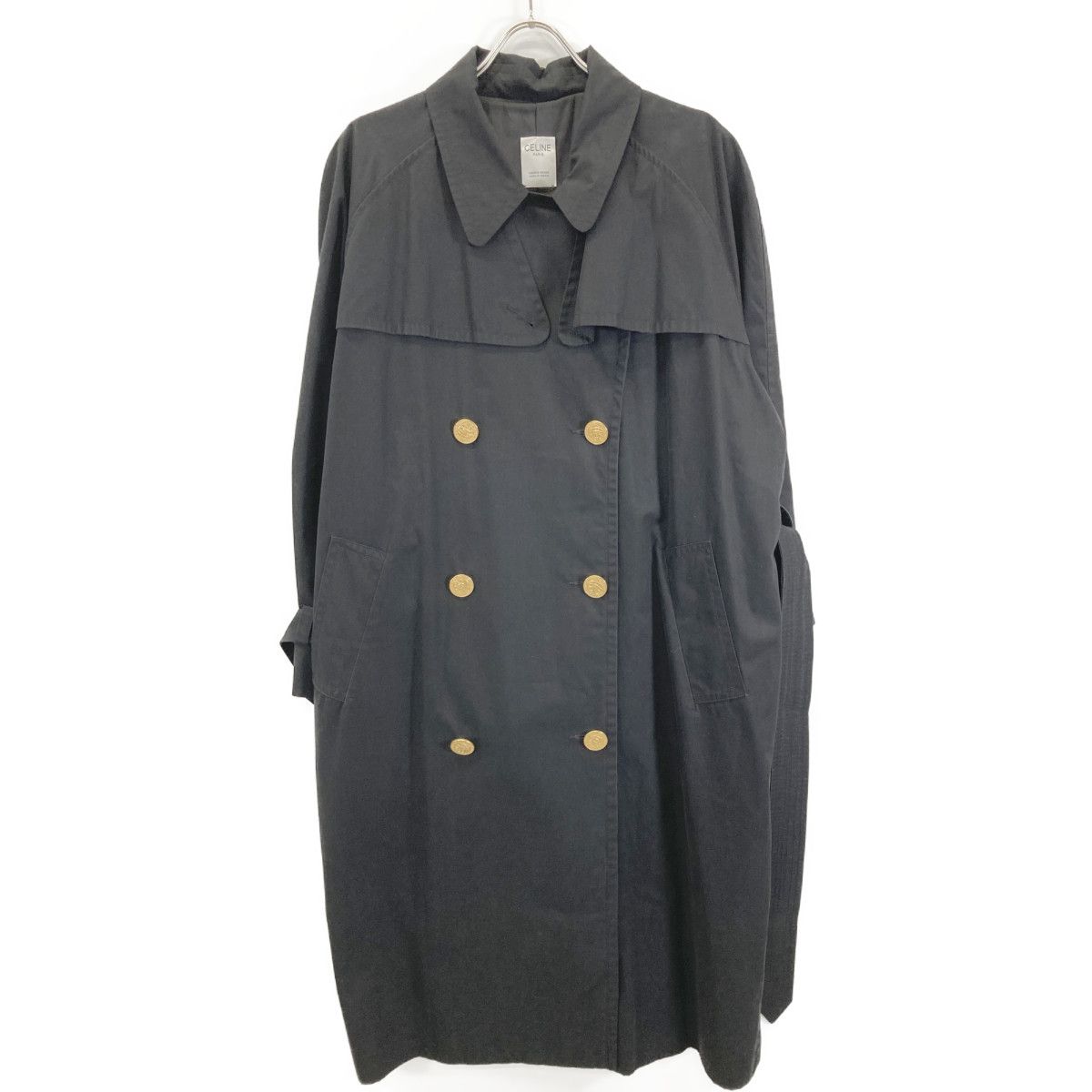 Celine Jesse Era Black Gold Button Trench Coat No Markings