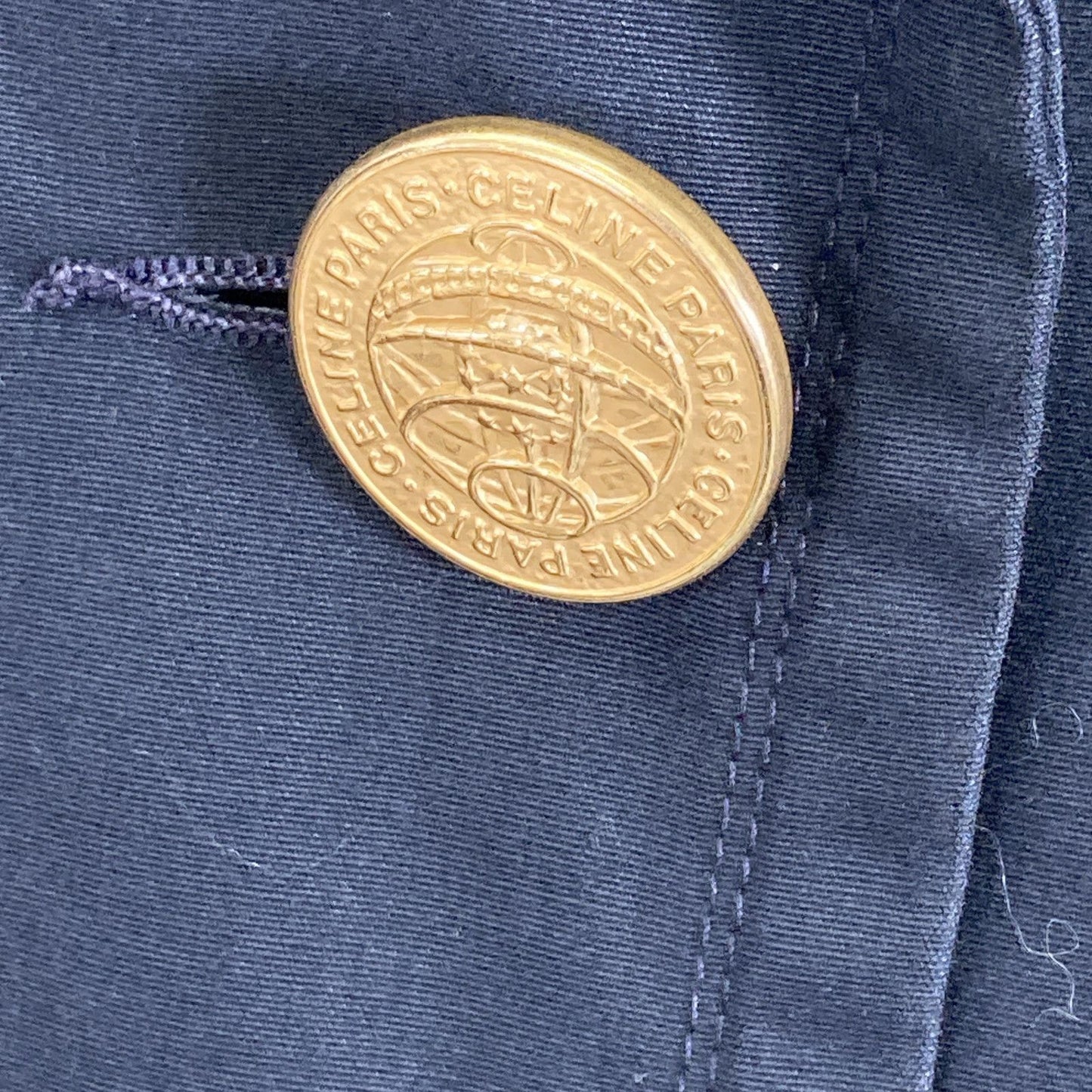 Celine Jesse Era Black Gold Button Trench Coat No Markings — view 7