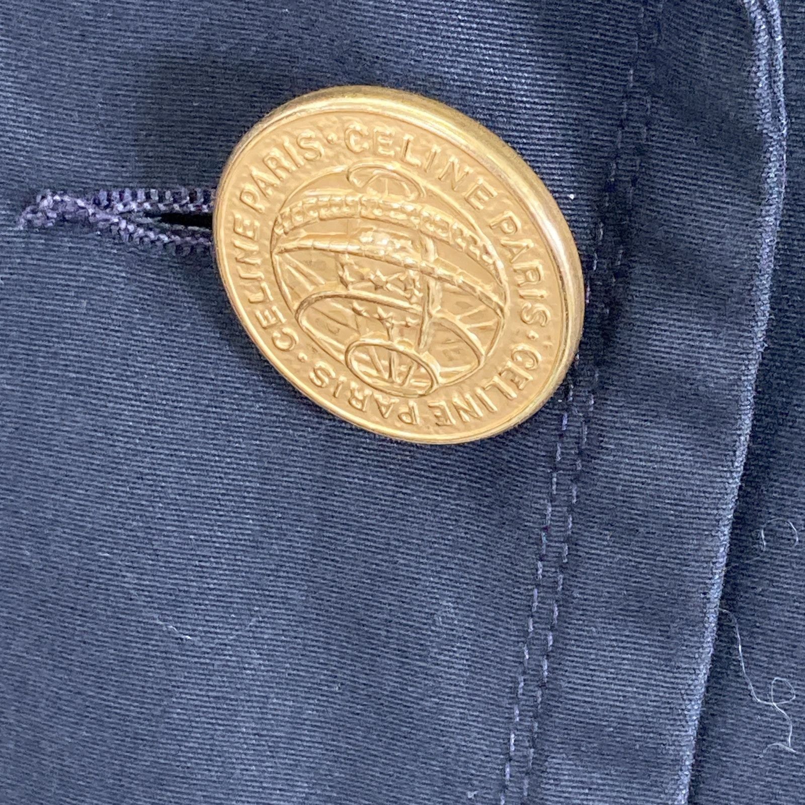 Celine Jesse Era Black Gold Button Trench Coat No Markings — view 7