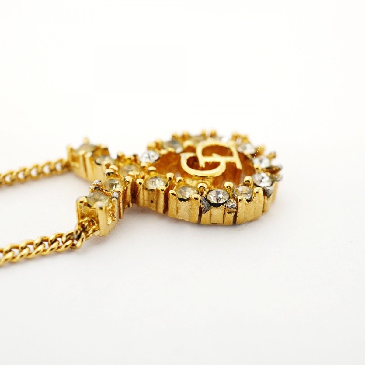 Dior Necklace CD Logo Gold Plated Line Stone — view 6