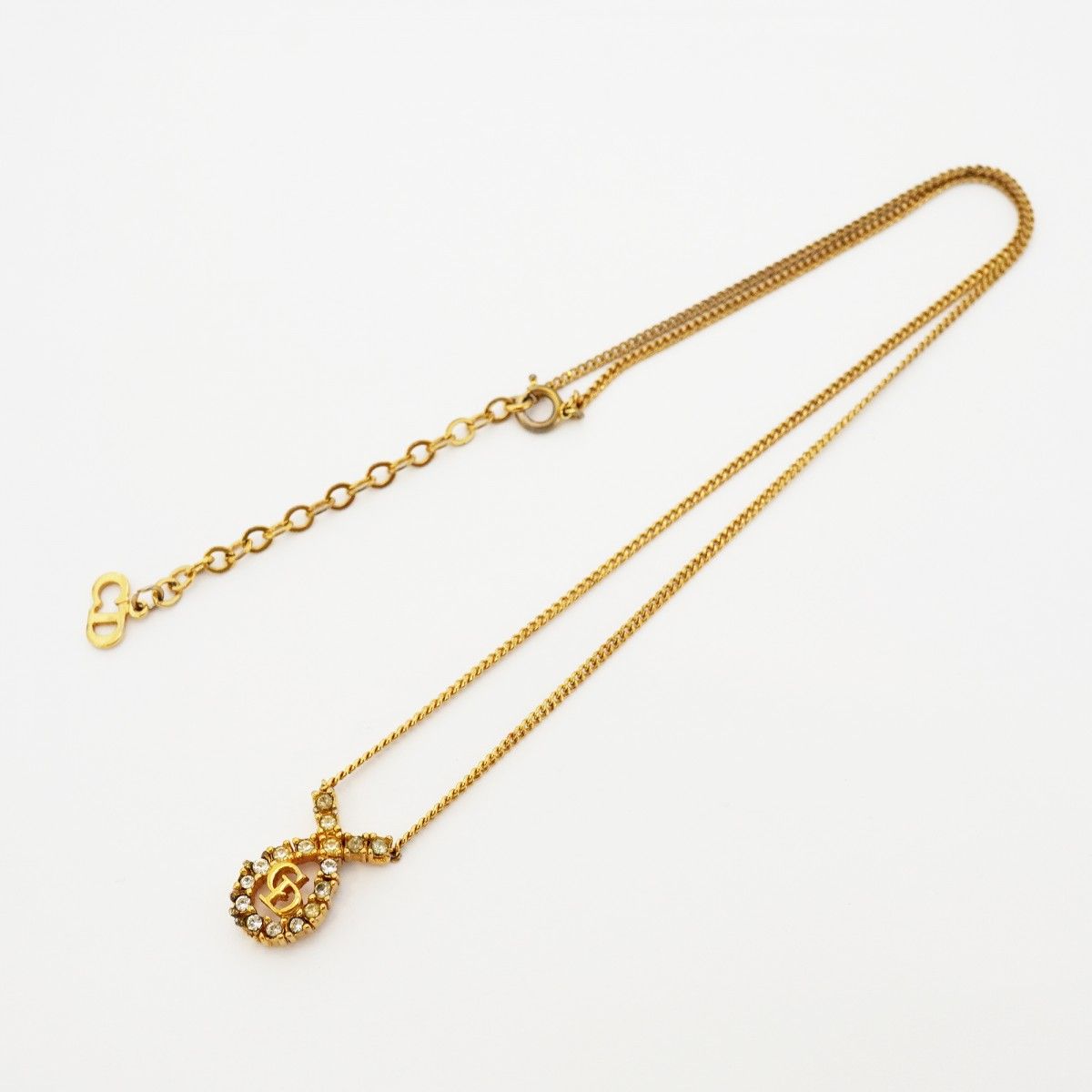 Dior Necklace CD Logo Gold Plated Line Stone — view 3