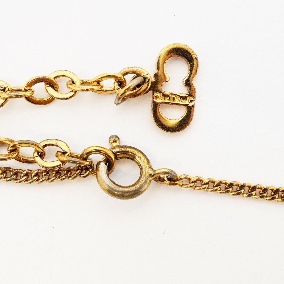 Dior Necklace CD Logo Gold Plated Line Stone — view 4