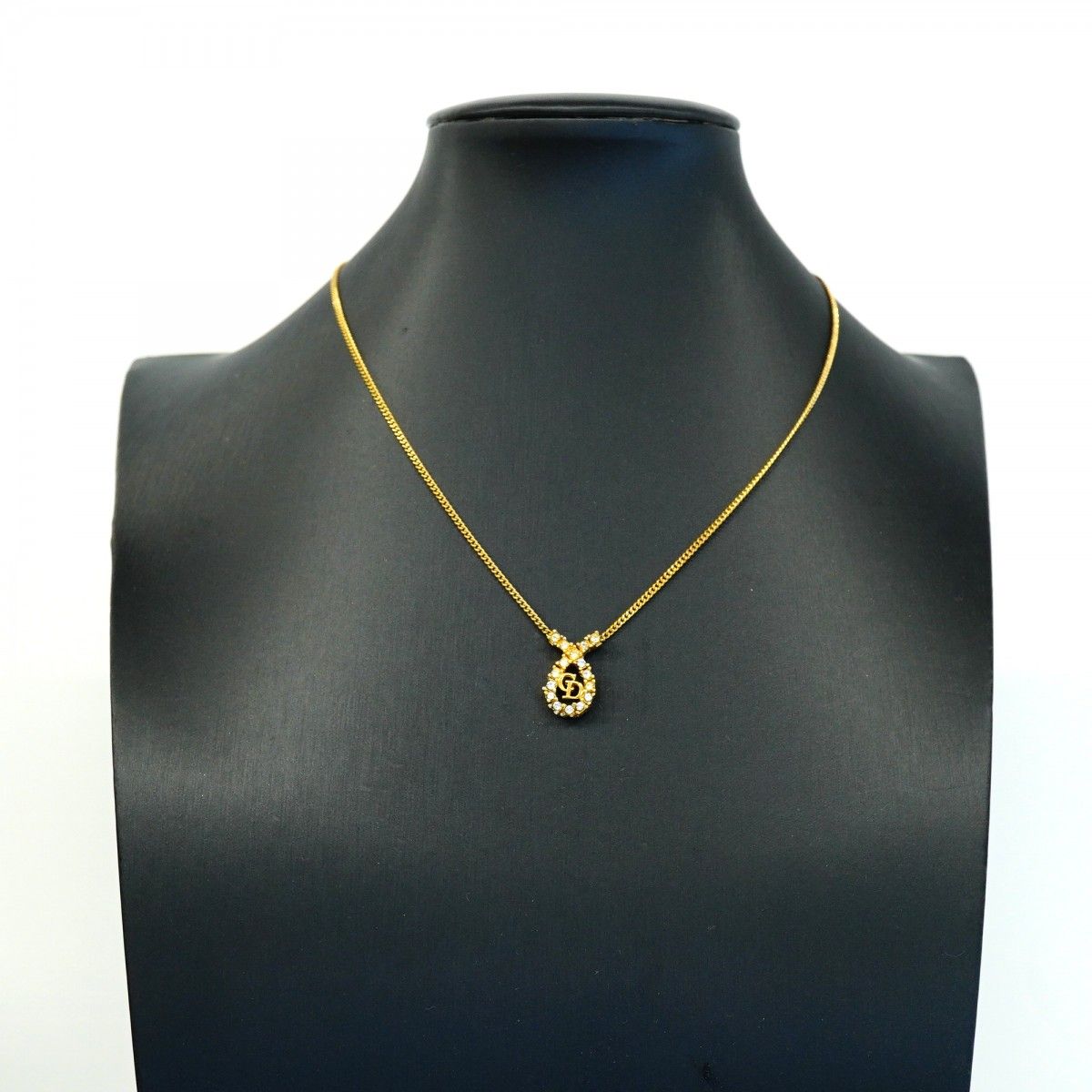 Dior Necklace CD Logo Gold Plated Line Stone — view 5