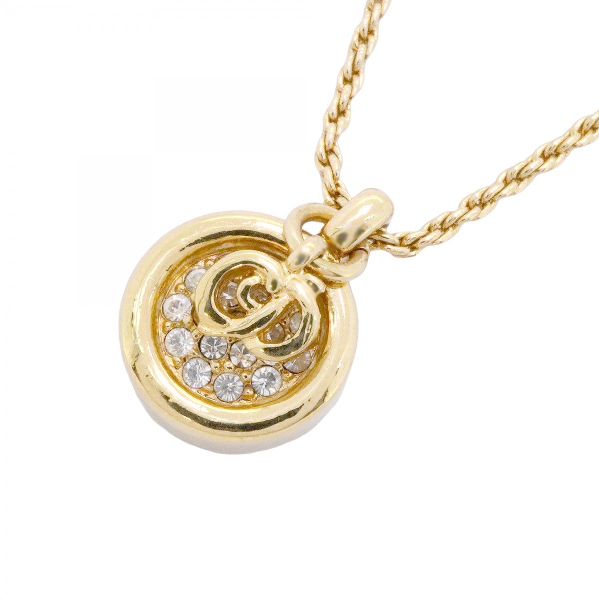 Dior Necklace CD Logo Gold Plated Line Stone