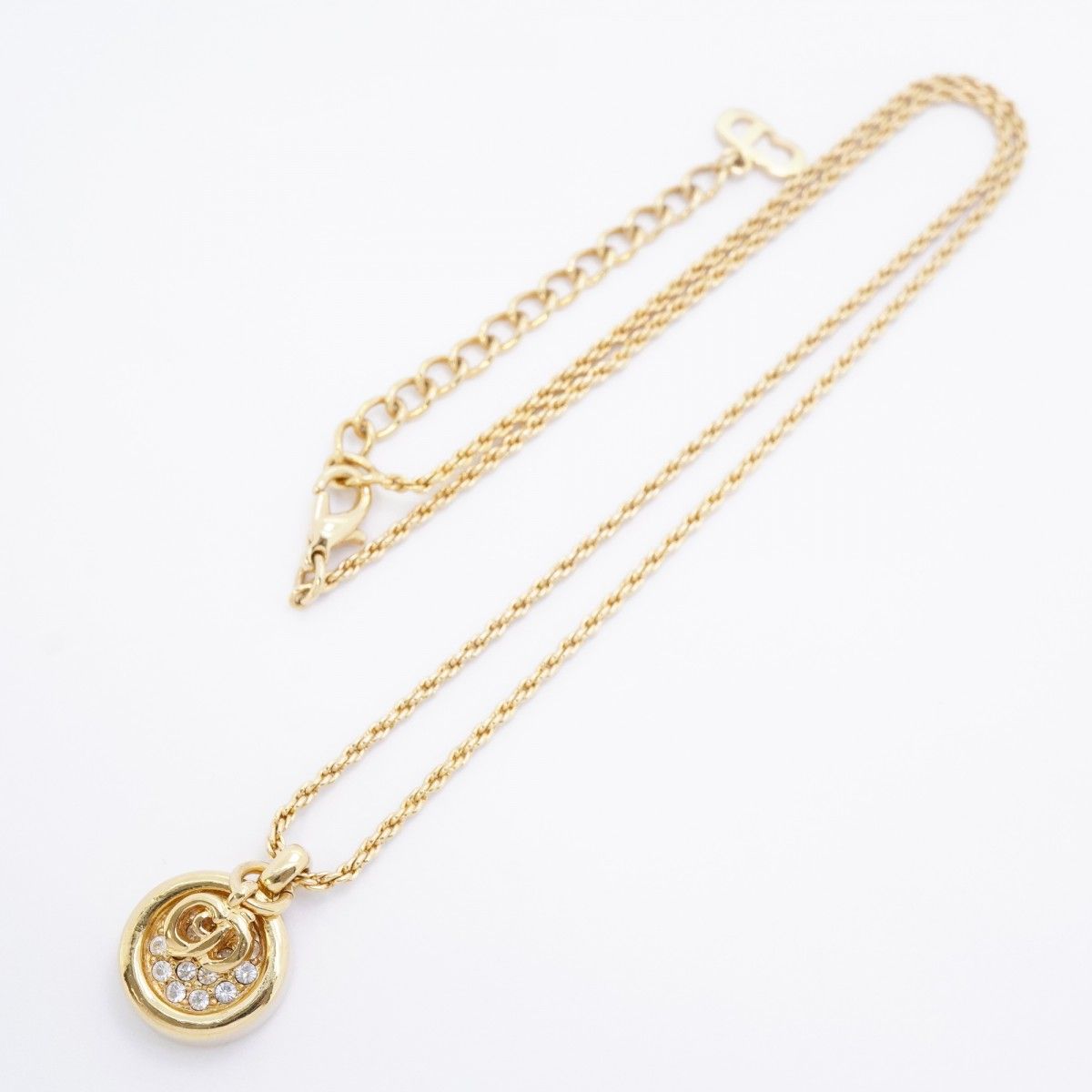 Dior Necklace CD Logo Gold Plated Line Stone — view 3