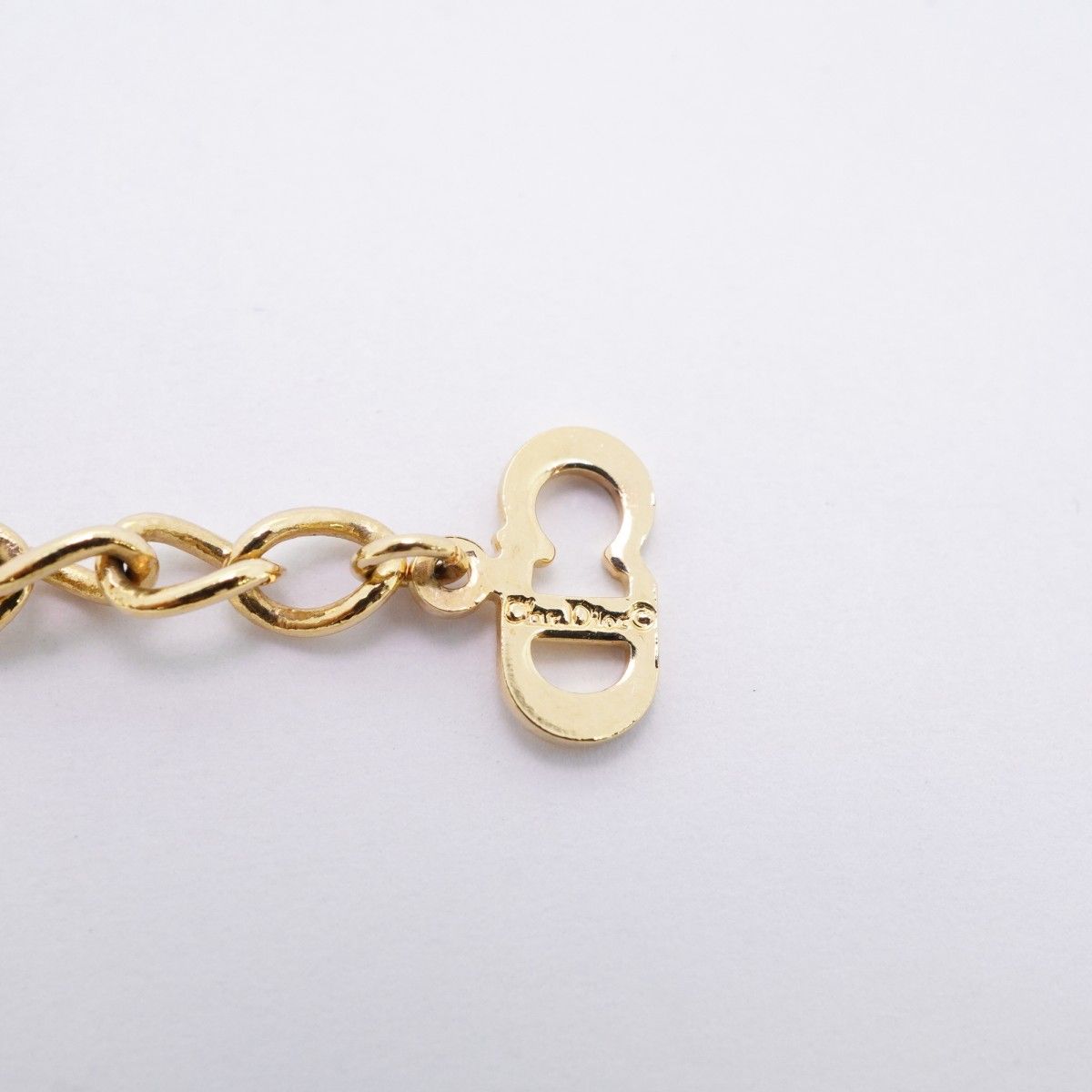 Dior Necklace CD Logo Gold Plated Line Stone — view 5