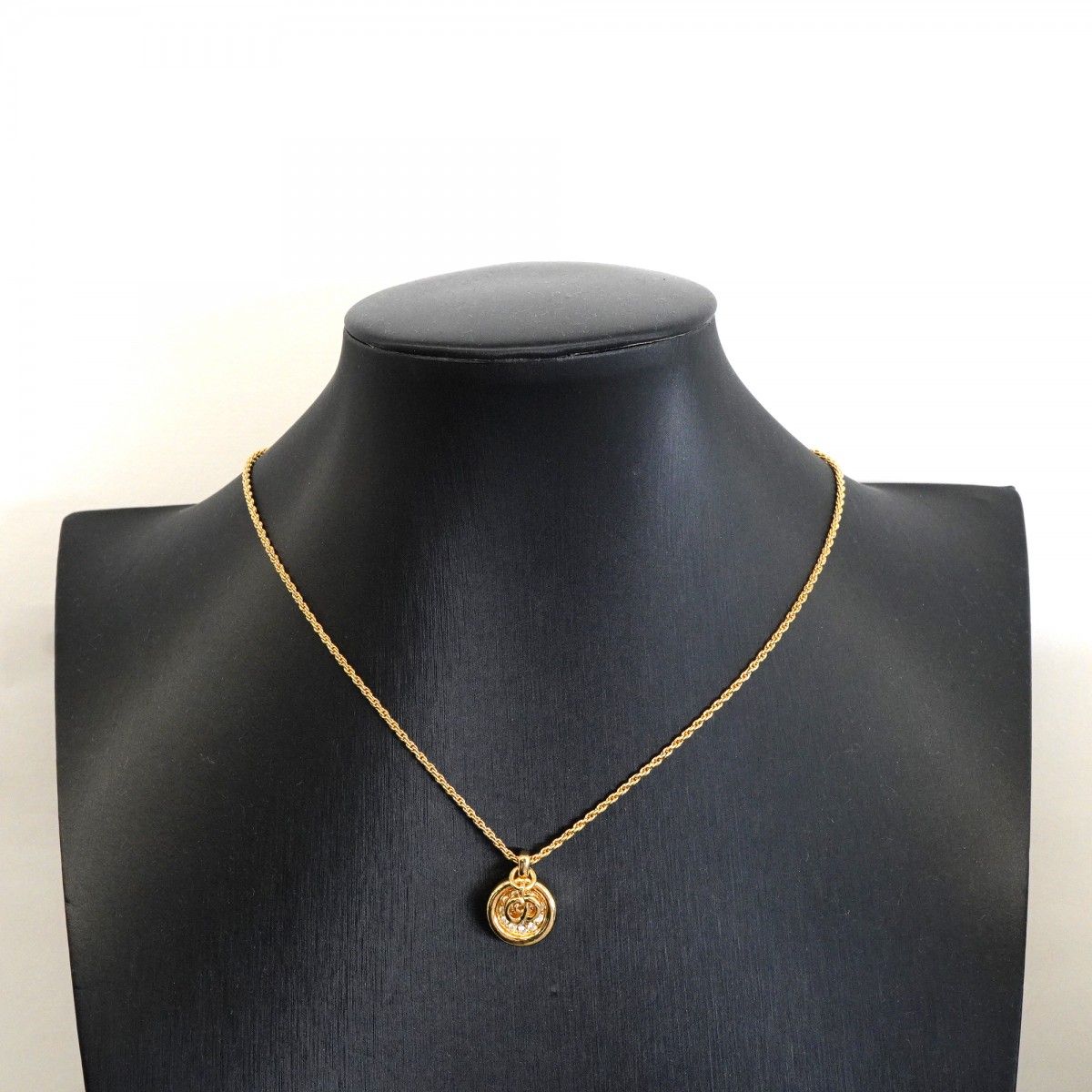 Dior Necklace CD Logo Gold Plated Line Stone — view 7