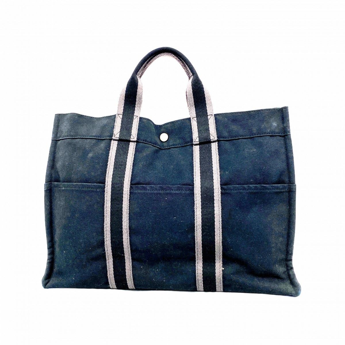 Hermes Tote Fourre Tout MM Canvas Black Silver