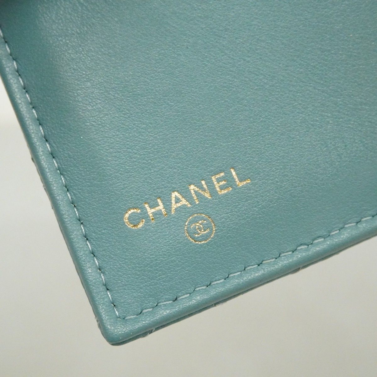 Chanel Trifold Wallet Boy Caviar Leather Blue Champagne Gold — view 4