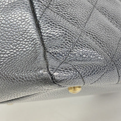 Chanel Shoulder Bag Quilted Caviar Leather Black Gold — view 6