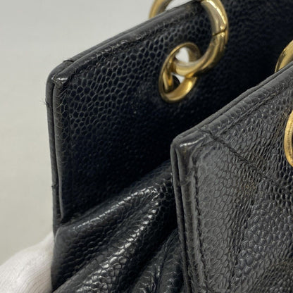 Chanel Shoulder Bag Quilted Caviar Leather Black Gold — view 7