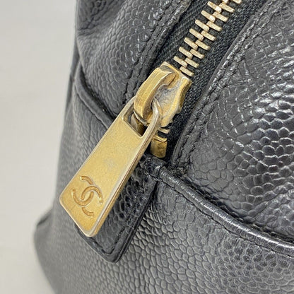 Chanel Shoulder Bag Quilted Caviar Leather Black Gold — view 9