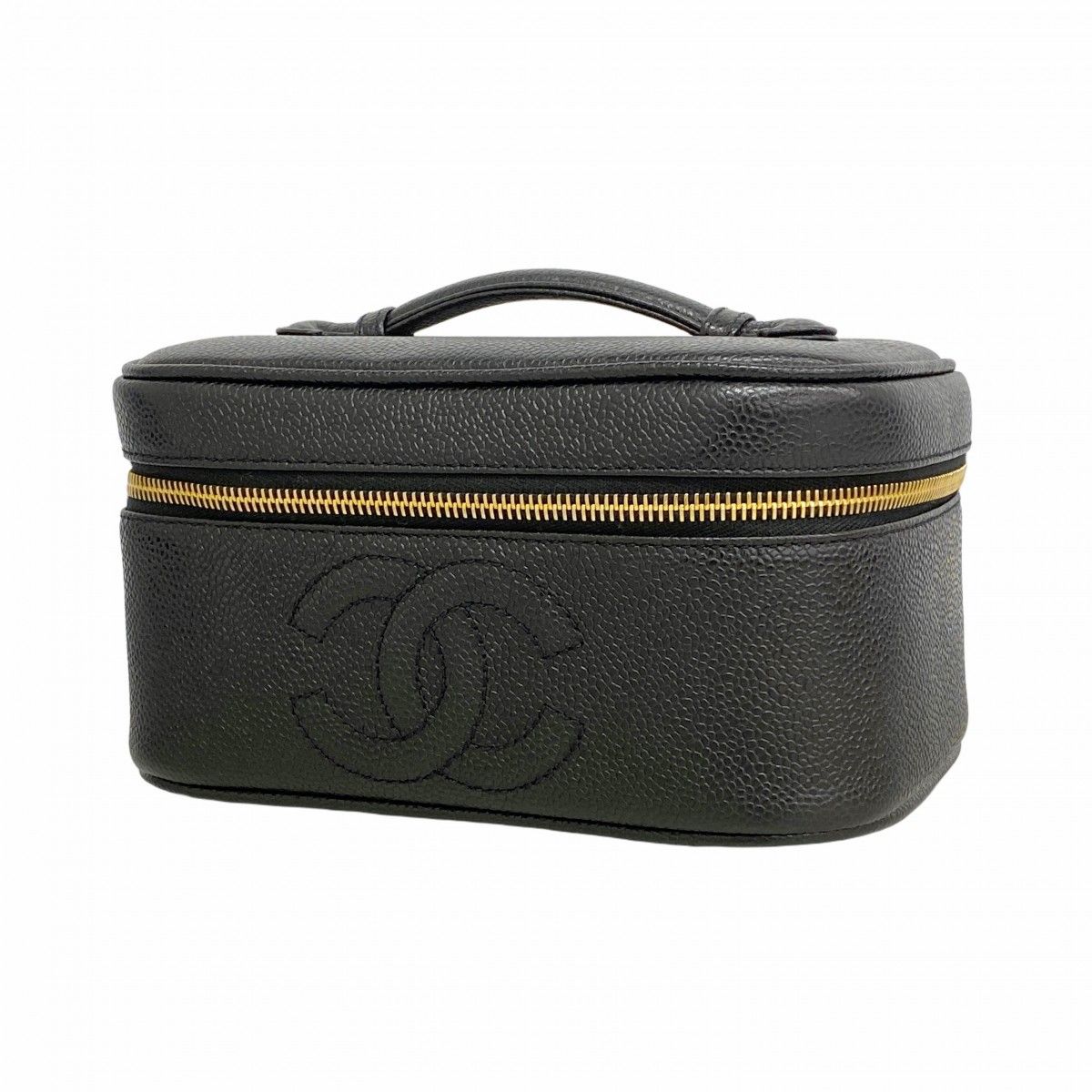 Chanel Vanity Bag Caviar Leather Black Gold