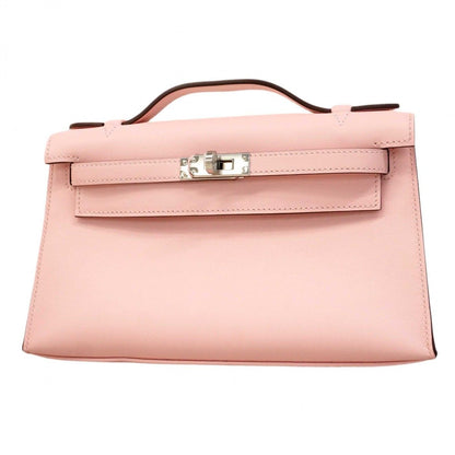 Hermes Handbag Pochette Kelly Swift Rose Sakura Silver