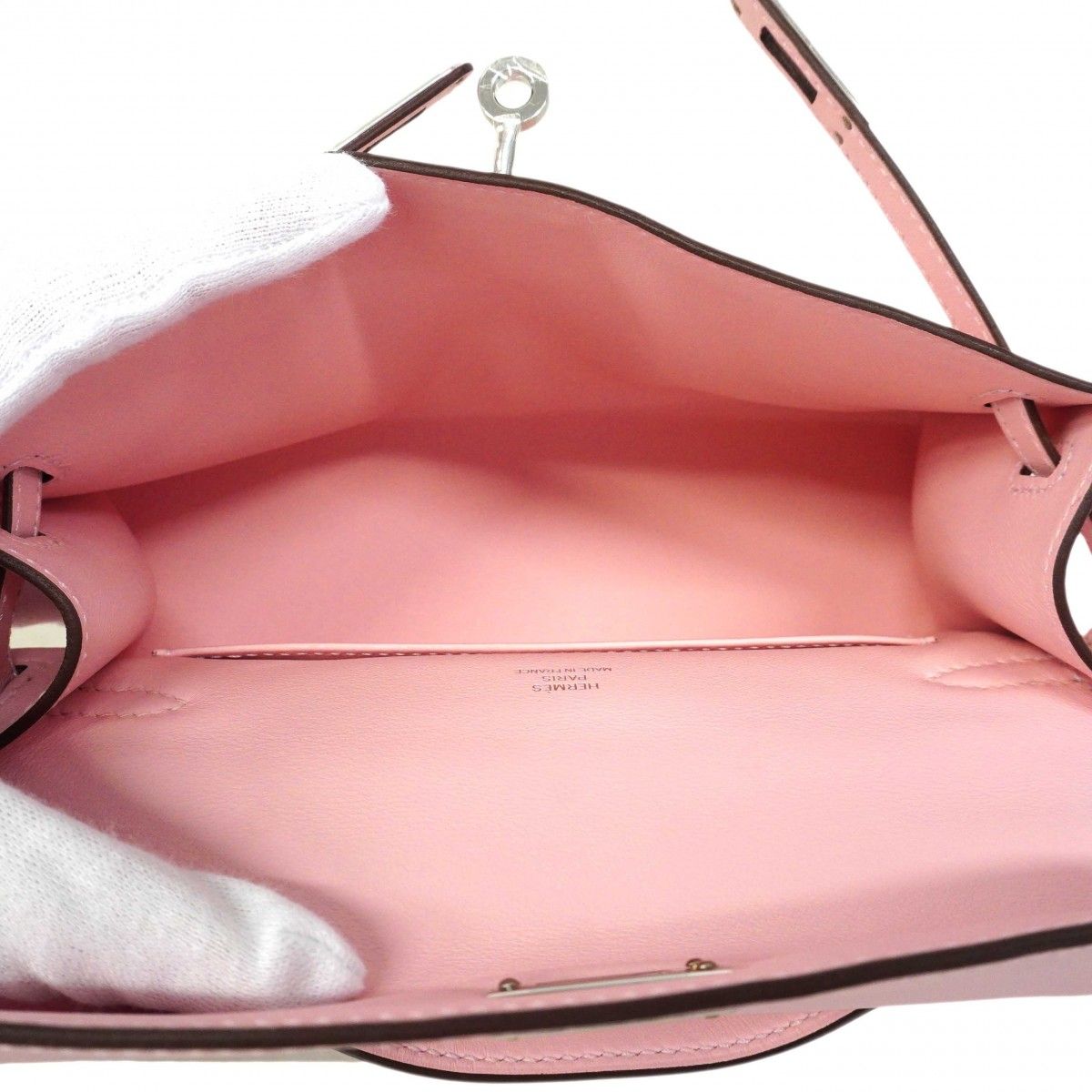 Hermes Handbag Pochette Kelly Swift Rose Sakura Silver — view 4