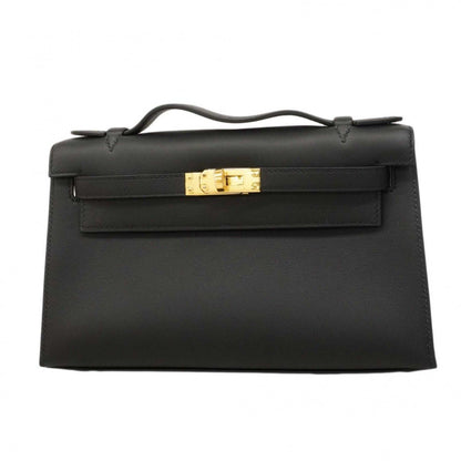 Hermes Handbag Pochette Kelly Swift Black Gold