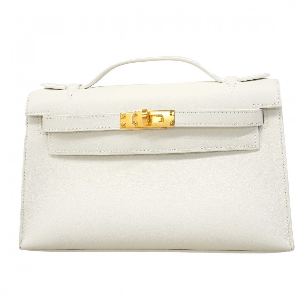 Hermes Handbag Pochette Kelly Swift New White Gold